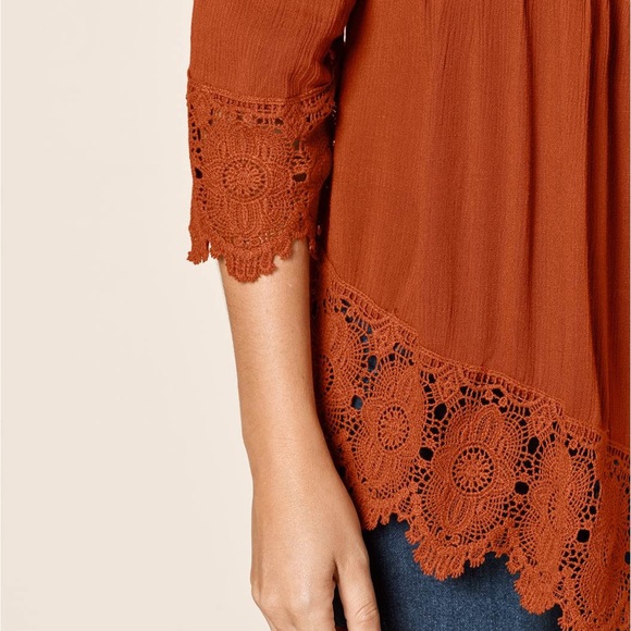 Lace Detail Button-Up Top - Picture 5 of 5